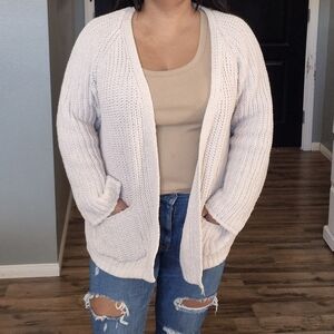 POL Cream Open-Front Cardigan